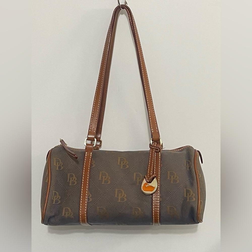 Dooney & Bourke Gray and Brown Logo Shoulder Bag